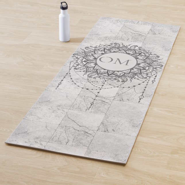Tapete De Yoga Mandala em Silver Marble Yoga Mat (In Situ)