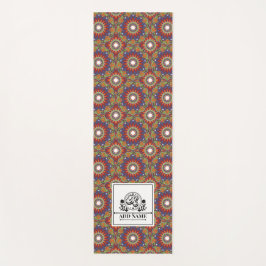 Tapete De Yoga Mandala flores monograma nome personalizado M