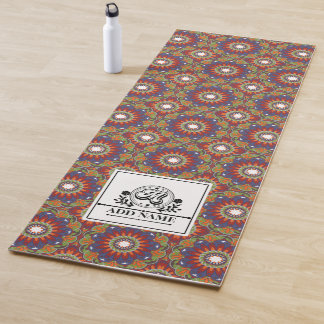 Tapete De Yoga Mandala flores monograma nome personalizado M