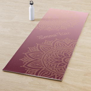 Tapete De Yoga Mandala Gradient Maroon Rosa