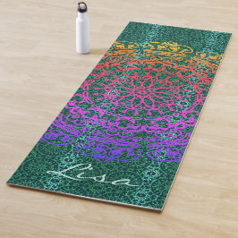 Tapete De Yoga Mandala Green com Nome Yoga Mat