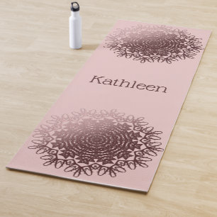 Tapete De Yoga Mandala Pessoal em Rosa Dourado 