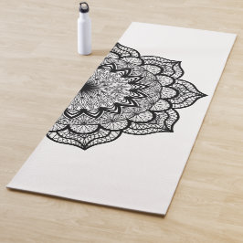 Tapete De Yoga Mandala Preto em Fundo Branco