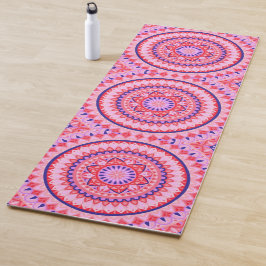 Tapete De Yoga Mandala Rosa Boho Vibrante Meditação Fitness
