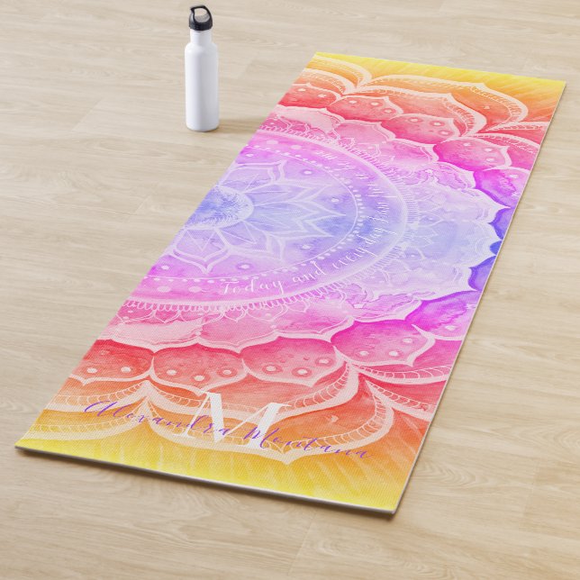 Tapete De Yoga Mandala Sunset Monogramas Aquarelas Yoga Mat (In Situ)
