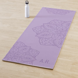 Tapete De Yoga Mandalas Decorativas Roxo Lavanda Com Iniciais