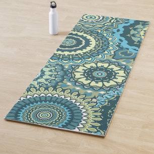 Tapete De Yoga Mandalas Verde Multi Azul
