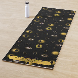 Tapete De Yoga Manifestação Celestial Sol e Lua Zodiac Olho