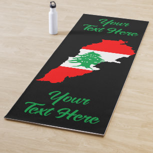 Tapete De Yoga Mapa do Líbano com Bandeira