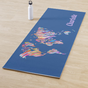 Tapete De Yoga Mapa Mundial de Multicores