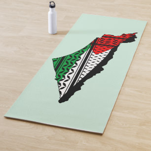 Tapete De Yoga Mapa Palestino que Bandeira e Padrão Keffiyeg