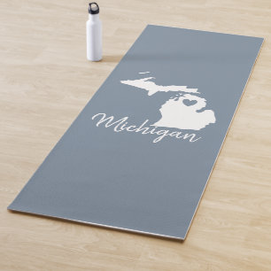 Tapete De Yoga Mapa Simples do Estado da Casa de Michigan Azul