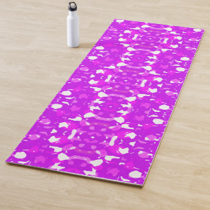 Tapete De Yoga Marcas Simétricas Cor-de-Rosa e Branco