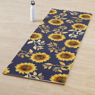 Tapete De Yoga Marinho Amarelo sunny Dourado Girassóis Girassóis