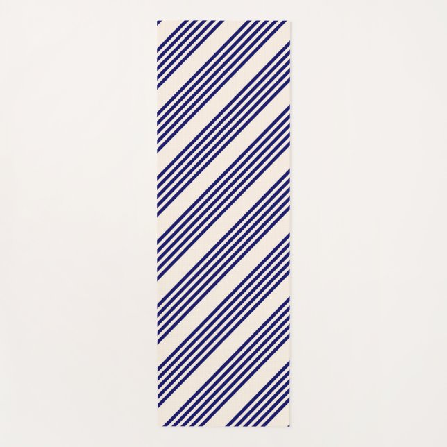 Tapete De Yoga Marinho azul e bege cinco faixas (Frente)