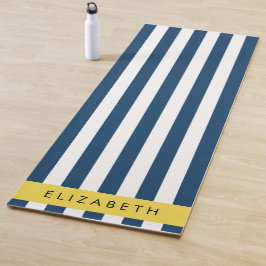 Tapete De Yoga Marinho Blue Stripes, Padrão Strike, Seu Nome