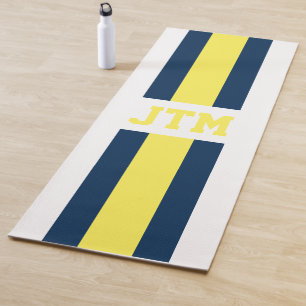 Tapete De Yoga Marinho Blue Yellow Monograma Striped Personalizad