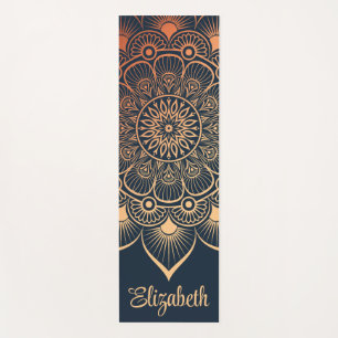 Tapete De Yoga Marinho Boho Blue Mandala Nome Personalizado Yoga 