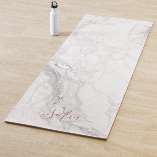 Tapete De Yoga Mármore Branco PixDezines + Veias Rosa Blush (In Situ)