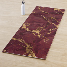 Tapete De Yoga Mármore Burgundy Luxo Elegante