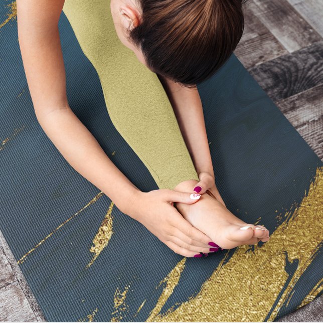 Tapete De Yoga Mármore Dourado do Teal Moderno (Modern Teal Gold Marble Yoga Mat)