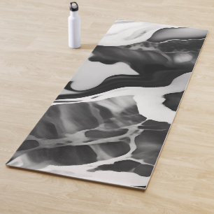 Tapete De Yoga Mármore preto e branco
