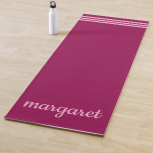 Tapete De Yoga Marrom Dusky Personalizado com faixas rosa