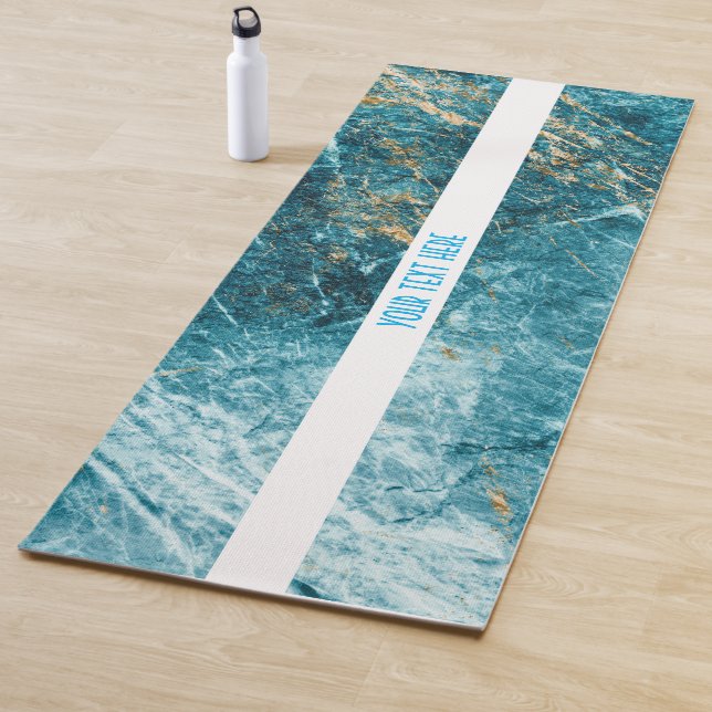 Tapete De Yoga Mat Yoga Texturizado com mármore Dourado azul (In Situ)