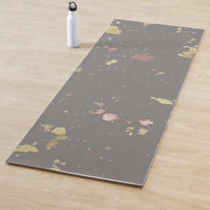 Tapete De Yoga Matar Cinzas Douradas e Rosa Douradas Flocos Escur