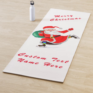 Tapete De Yoga Matriz de Yoga Santa Claus com Nome de Texto Perso