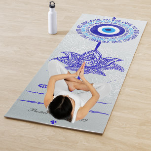 Tapete De Yoga Mau Azul Olho Sem Víblias Más Padrões Mandala