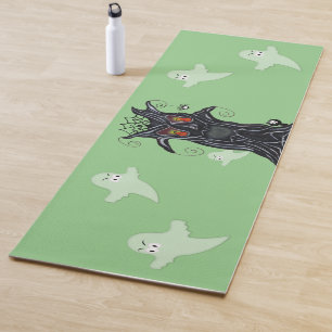 Tapete De Yoga Mau Black Tree Flame Eyes Fantasma Gatos Spam Gree