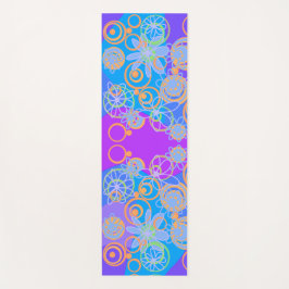 Tapete De Yoga Mazipoodles Bolhas Florais Azul-Laranja Múltiplo