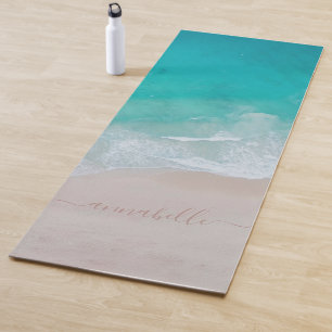 Tapete De Yoga meditação de oceano de areia tropical personaliz