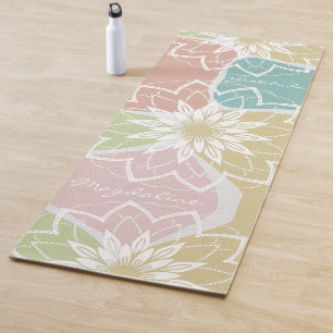 Tapete De Yoga Meditação Geométrica Nome da Flor Gratidão Mandala
