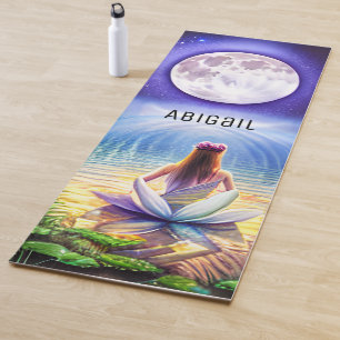 Tapete De Yoga Meditação Personalizada da Flor de Lotus Cheia