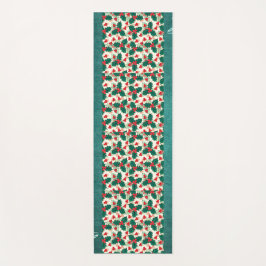 Tapete De Yoga Meditação Red Holly de Natal Moderno.Floral Verde