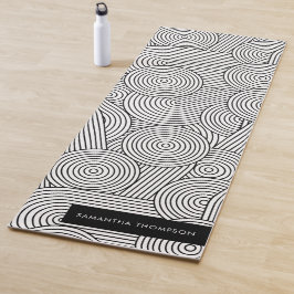 Tapete De Yoga Meio século Arco Geométrico Branco Preto