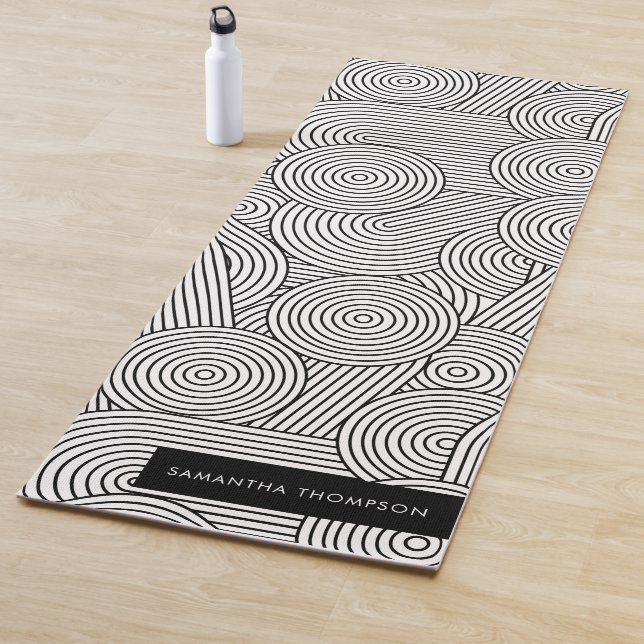 Tapete De Yoga Meio século Arco Geométrico Branco Preto (In Situ)