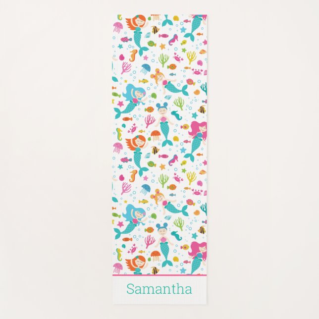 Tapete De Yoga Meninas De Sereia Sob O Mar Personalizadas (Frente)