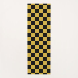 Tapete De Yoga Metálico Dourado com Padrão de Praça Negra