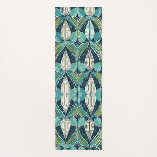 Tapete De Yoga Mid Century Atomic Drops Blue Green Pattern