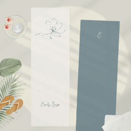 Tapete De Yoga Minimalist Floral Line Art Zen Ivory Coastal Blue