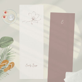 Tapete De Yoga Minimalist Floral Line Art Zen Ivory Dusty Rose