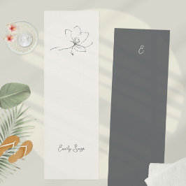 Tapete De Yoga Minimalist Floral Line Art Zen Ivory Slate Gray
