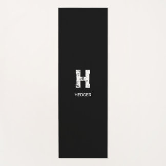 TAPETE DE YOGA MINIMALIST WHITE ONE LETTER MONOGRAM NAME BLACK 