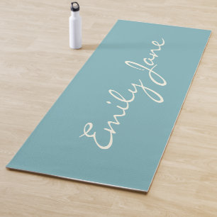 Tapete De Yoga Mínimo - Moderna caligrafia - Nome Azul
