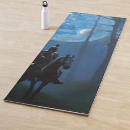 Tapete De Yoga Misterioso Cavaleiro Negro na Floresta Lua