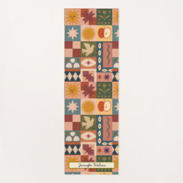 Tapete De Yoga Mística de Patchwork Celestial da Boêmia Personali