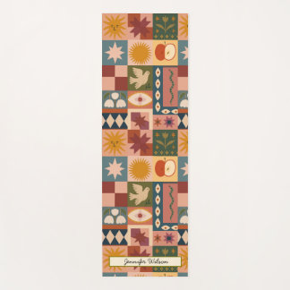 Tapete De Yoga Mística de Patchwork Celestial da Boêmia Personali
